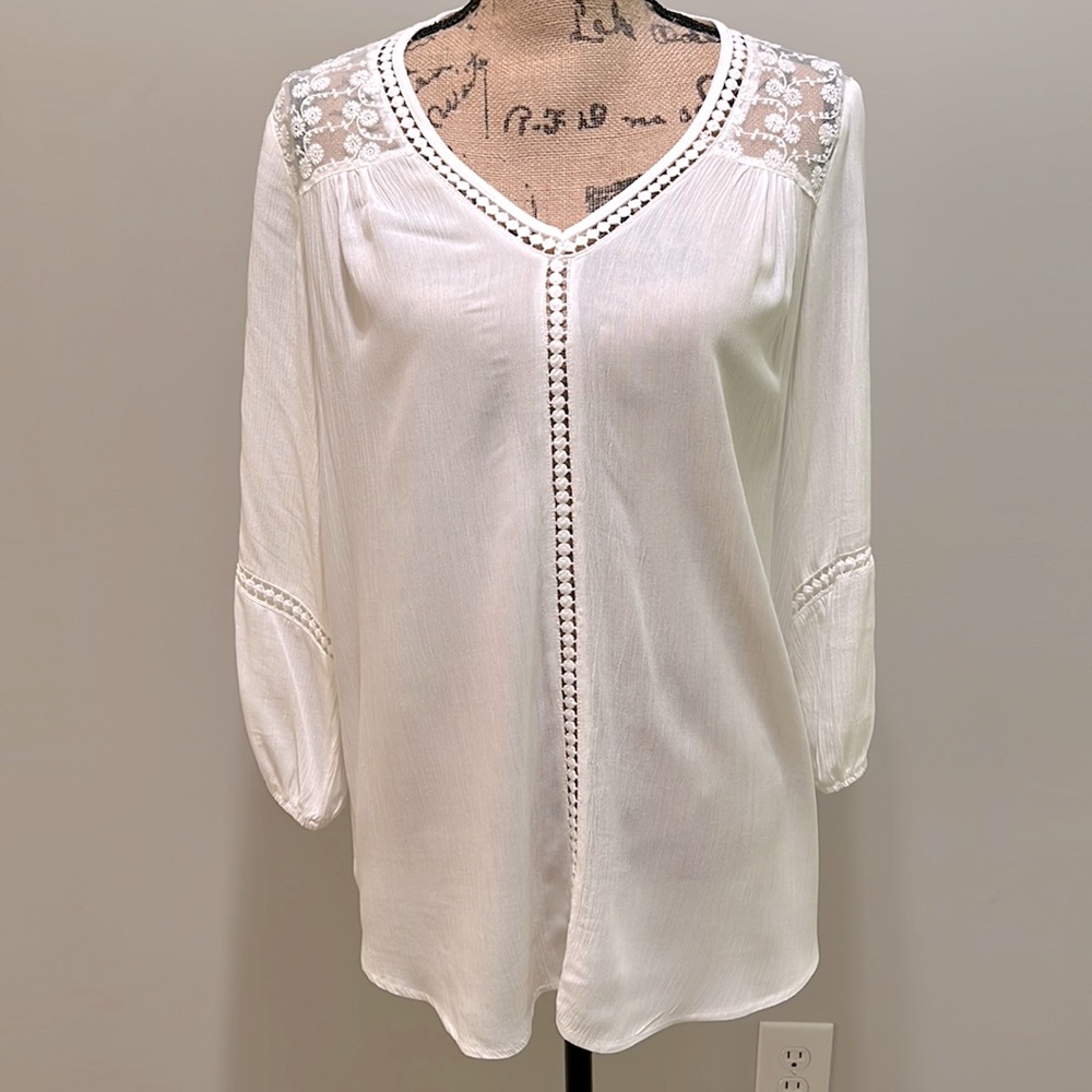 John Paul Richard Long Sleeve White Blouse. Size Medium